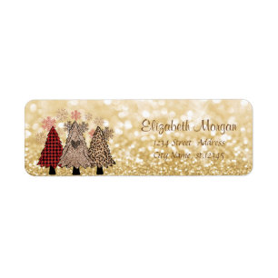 Pine Trees,Buffalo Plaid,Glittery Bokeh