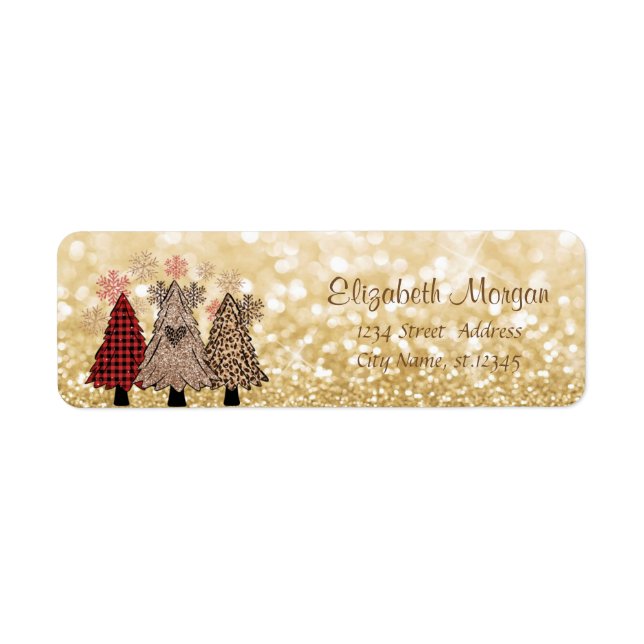Pine Trees,Buffalo Plaid,Glittery Bokeh   (Front)
