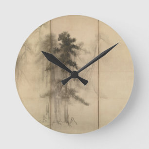 Pine Trees by Hasegawa Tohaku 16th Century Round Clock