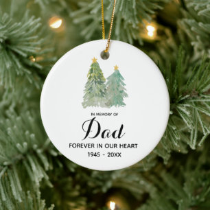 Pine Trees Christmas In Memory of Dad Ceramic Tree Decoration