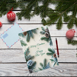  Pine Trees & Cones Elegant Christmas Holiday Card