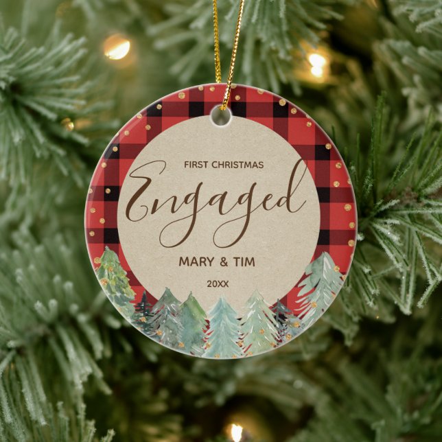Pine Trees First Christmas Engaged Ornament Gift (Tree)