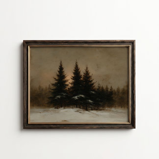 Pine Trees Forest Edge Winter Poster