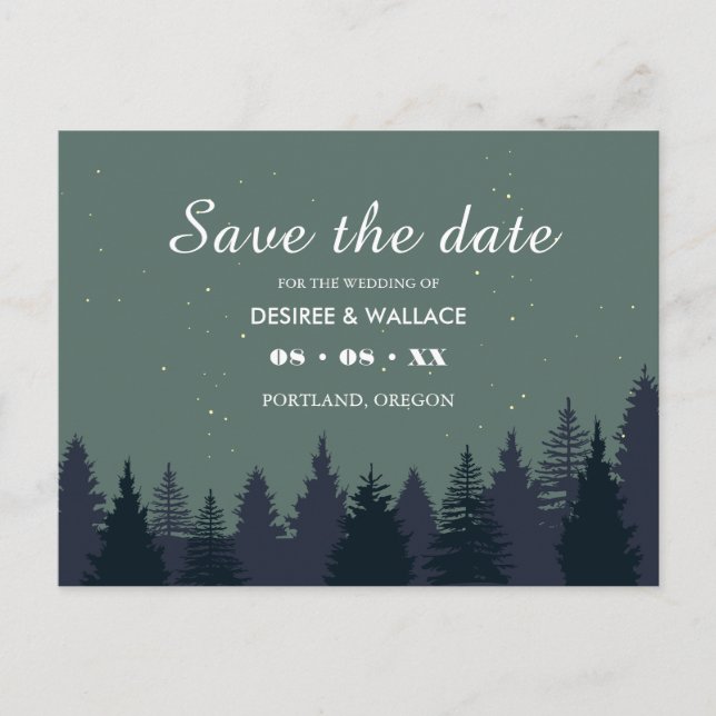 Pine Trees Forest Landscape Save the Date  Postcard (Front)