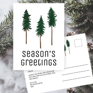 Pine Trees Forest Minimalist Simple CUSTOM Holiday Postcard