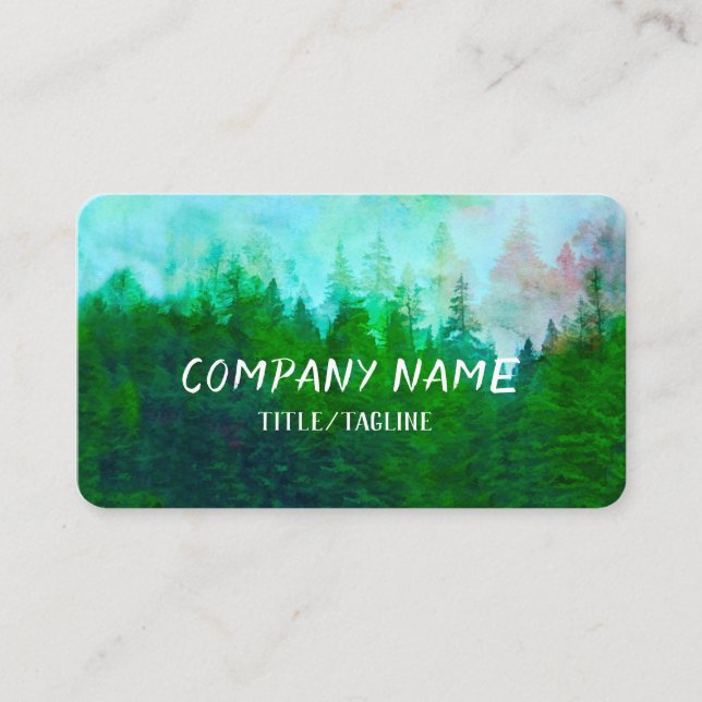 pine trees forest nature mountain landscape art    business card (Front)