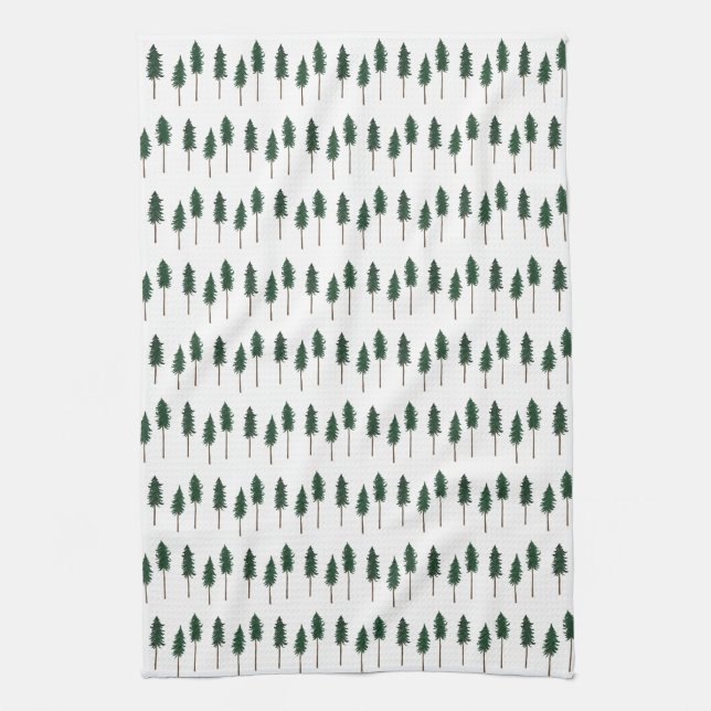 Pine Trees Forest Pattern Simple Tea Towel (Vertical)