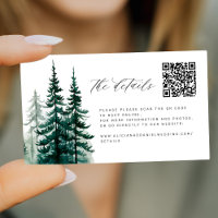 Pine trees forest QR code wedding website details