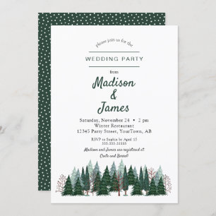 Pine Trees Forest   Wedding Party   Invitation