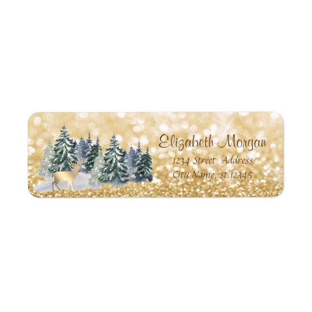 Pine Trees,Gold Deer,Glittery Bokeh  (Front)