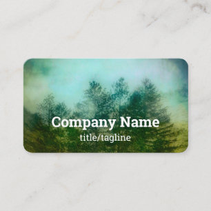 pine trees in fog misty mountain nature art business card