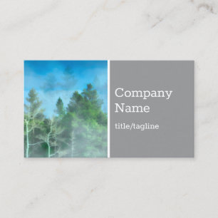 pine trees in fog nature landscape misty green business card