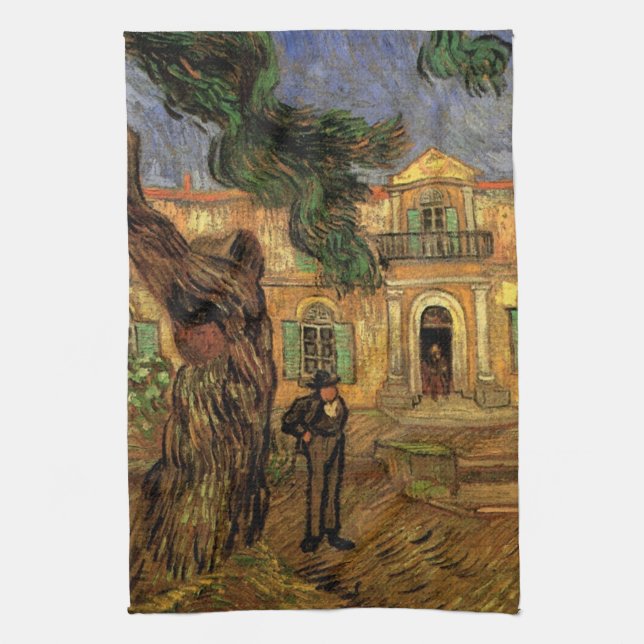 Pine Trees in Saint-Paul by Vincent van Gogh Tea Towel (Vertical)