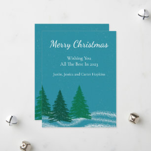 Pine Trees in the Snow Personalised Christmas Card