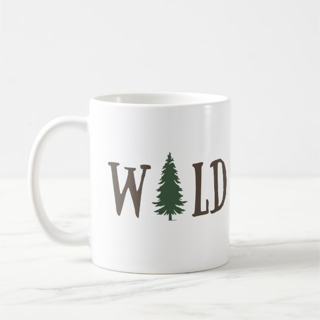 Pine trees in the wild forest coffee mug (Left)