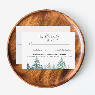Pine Trees Lantern Botanical Meal Choice RSVP Card