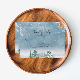 Pine Trees Lantern Botanical RSVP Card