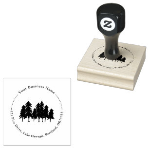 Pine Trees Logo Business Name & Address Rubber Stamp