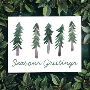 Pine Trees Minimalist Watercolor CUSTOM Holiday Postcard