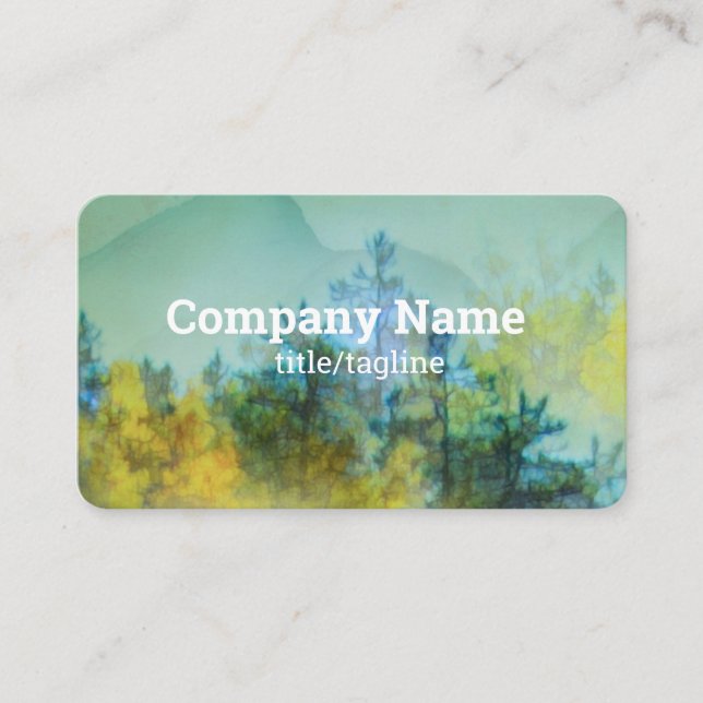 pine trees mountain watercolor nature art  business card (Front)