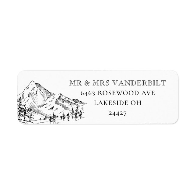 Pine Trees Mountain Wedding Return Address Label (Front)
