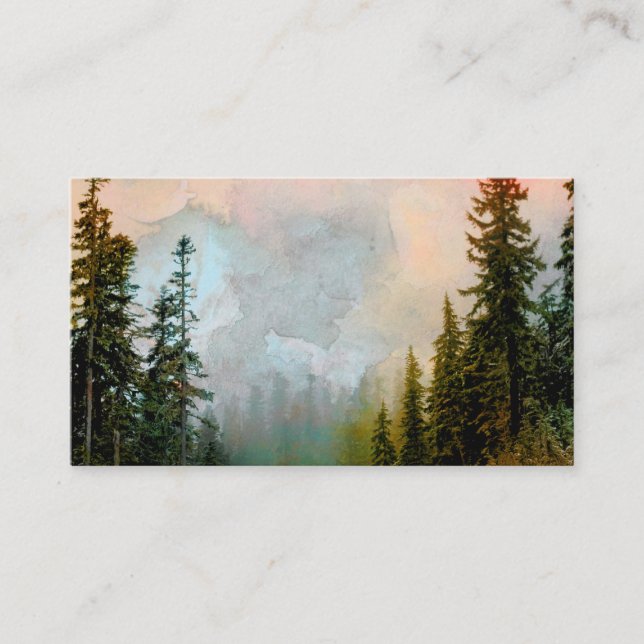pine trees nature landscape custom business card (Front)