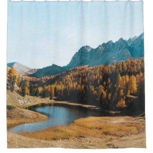 PINE TREES NEAR LAKE SHOWER CURTAIN