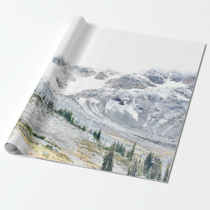 PINE TREES NEAR MOUNTAIN COVERED WITH SNOW WRAPPING PAPER