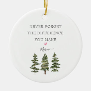 Pine Trees Never Forget Personalised Message Ceramic Tree Decoration