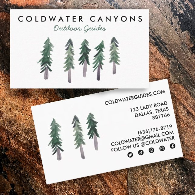 Pine Trees Outdoorsy Camp Hike Adventure Botanical Business Card (Creator Uploaded)