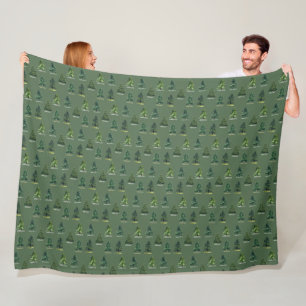 Pine trees pattern Christmas Green Watercolor Fleece Blanket