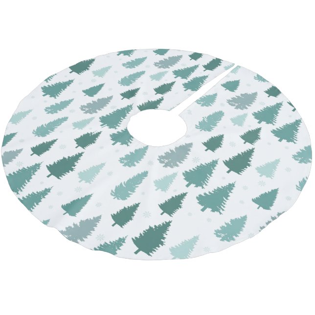 Pine Trees Pattern Holiday Decor Brushed Polyester Tree Skirt (Angled)