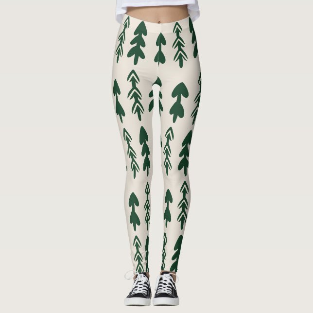 Pine Trees Pattern Women's Fashion Leggings (Front)