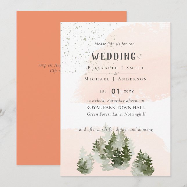 Pine Trees Peach Mountain Wedding (Front/Back)