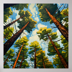 pine trees poster art nature forest natural