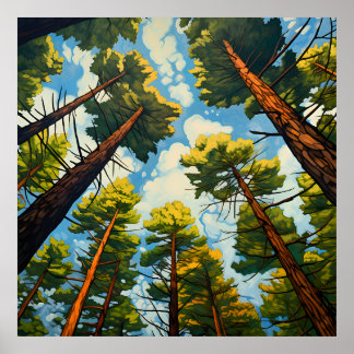 pine trees poster art nature forest natural