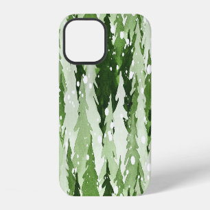 Pine Trees Snow: Watercolor Christmas. iPhone 12 Case