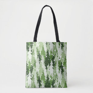 Pine Trees Snow: Watercolor Christmas. Tote Bag