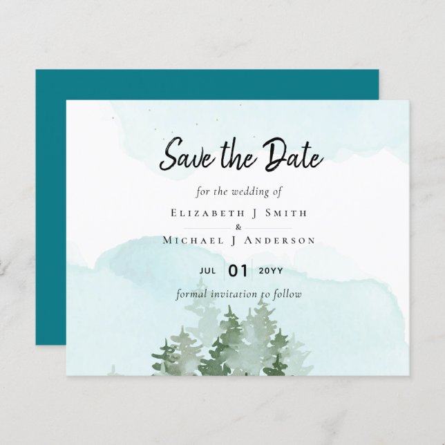 Pine Trees Teal and Sage Wedding (Front/Back)