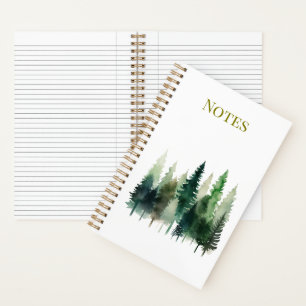 Pine Trees Watercolor Spiral Notebook