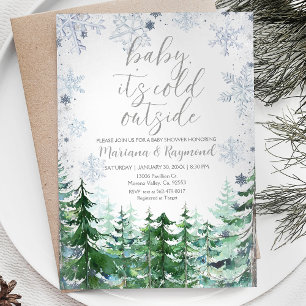 Pine Trees Winter Baby Shower Invite