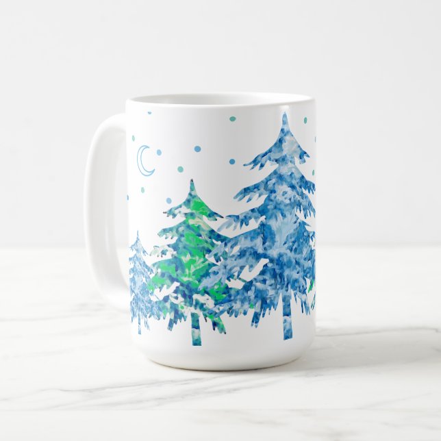Pine Trees Winter Forest Christmas  Coffee Mug (Front Left)