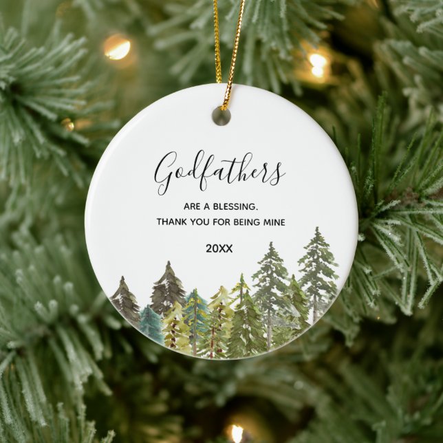 Pine Trees Winter Forest Woodland Godfathers Ceramic Tree Decoration (Tree)
