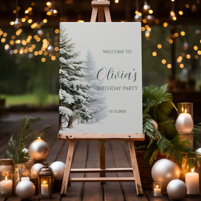 Pine Trees Winter Onederland Birthday Welcome Poster (Creator Uploaded)