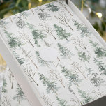 Pine Trees Winter Snow Christmas  Tissue Paper<br><div class="desc">This snowy winter Christmas tissue paper is perfect for holiday gift wrapping,  decoupage,  and crafts,  features a watercolor winter pattern of pine trees and bare tree branches.</div>