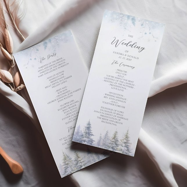 Pine Trees Winter Wedding Program Programme (Creator Uploaded)