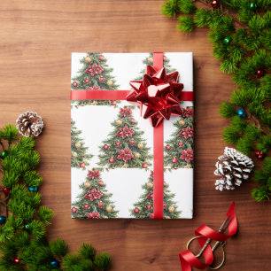 Pine Vintage Christmas Tree Gift Wrapping Paper