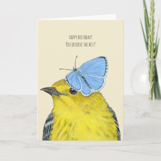 Pine warbler birthday card (Front)