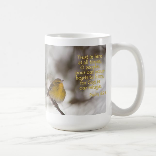 Pine Warbler Psalm 62:8 Mug (Right)