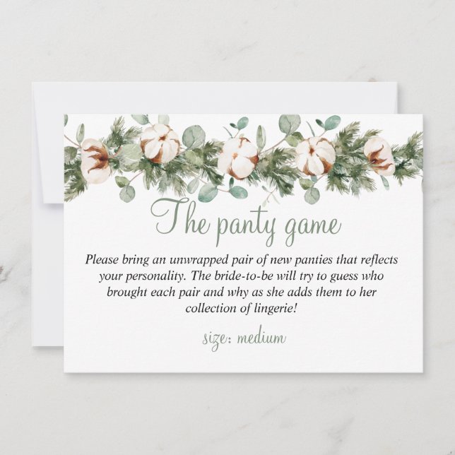 Pine Winter Bridal Shower The panty game Card (Front)
